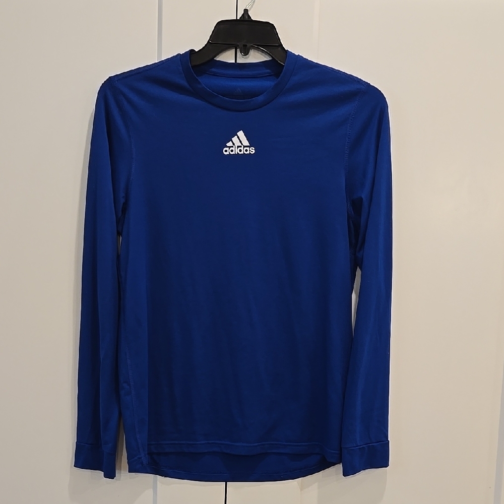 adidas Blue Long Sleeve Performance Tee